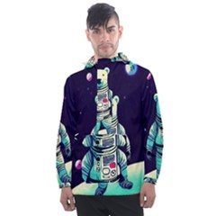 Bear Astronaut Futuristic Men s Front Pocket Pullover Windbreaker by Bedest