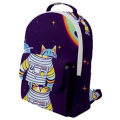 Cat Astronaut Space Retro Universe Flap Pocket Backpack (small) by Bedest