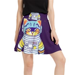 Cat Astronaut Space Retro Universe Waistband Skirt by Bedest