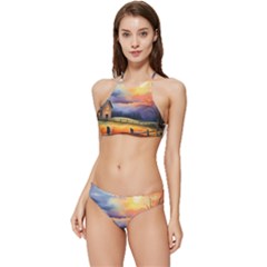 Rural Farm Fence Pathway Sunset Banded Triangle Bikini Set by Bedest