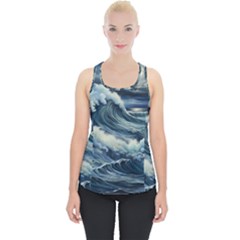 Waves Storm Sea Moon Landscape Piece Up Tank Top by Bedest