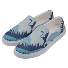 Swan Flying Bird Wings Waves Grass Men s Canvas Slip Ons by Bedest