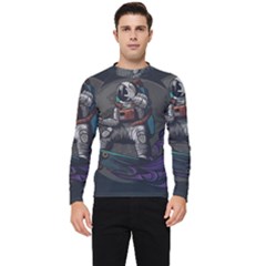 Illustration Astronaut Cosmonaut Paying Skateboard Sport Space With Astronaut Suit Men s Long Sleeve Rash Guard by Ndabl3x