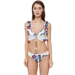 Graffiti Love Low Cut Ruffle Edge Bikini Set by essentialimage