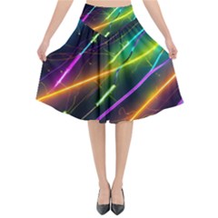 Vibrant Neon Dreams Flared Midi Skirt by essentialimage