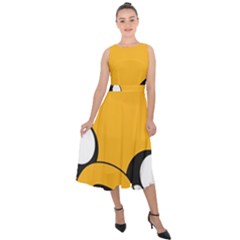 Adventure Time Cartoon Face Funny Happy Toon Midi Tie-back Chiffon Dress by Bedest