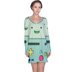 Adventure Time Bmo Beemo Green Long Sleeve Nightdress by Bedest