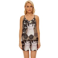 Cute Anime Scenery Artwork Fanart V-neck Satin Pajamas Set by Bedest