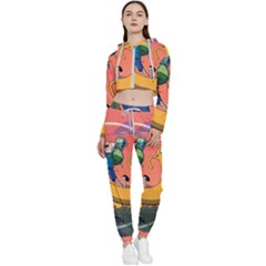 Finn And Jake Adventure Time Bmo Cartoon Cropped Zip Up Lounge Set by Bedest