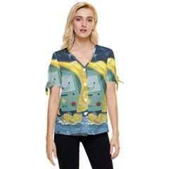 Cartoon Bmo Adventure Time Bow Sleeve Button Up Top by Bedest