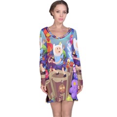 Cartoon Adventure Time Finn Princess Bubblegum Lumpy Space Long Sleeve Nightdress by Bedest