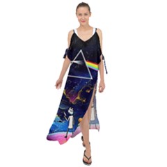 Trippy Kit Rick And Morty Galaxy Pink Floyd Maxi Chiffon Cover Up Dress by Bedest