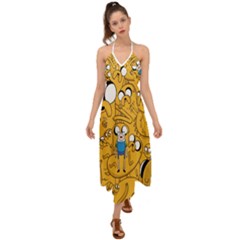 Adventure Time Finn Jake Cartoon Halter Tie Back Dress  by Bedest