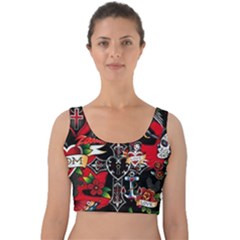 Graffiti Tatoo Skate Art Boom Velvet Crop Top by Bedest