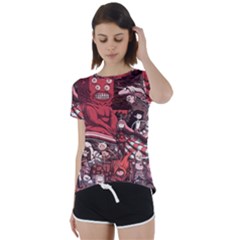 Adventure Time Cartoon Short Sleeve Open Back T-shirt by Bedest