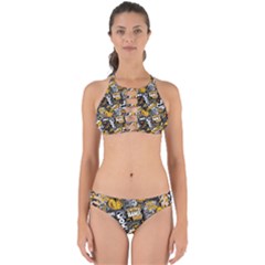 Boom Bang Art Crazy Drawing Graffiti Hello Retro Sayings Yellow Perfectly Cut Out Bikini Set by Bedest