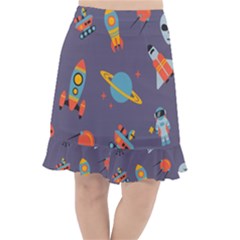 Space Seamless Patterns Fishtail Chiffon Skirt by Hannah976