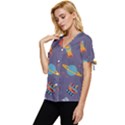 Space Seamless Patterns Bow Sleeve Button Up Top View2