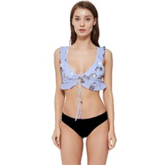 Seamless Pattern With Space Theme Low Cut Ruffle Edge Bikini Top by Hannah976
