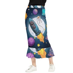 Spaceship Astronaut Space Maxi Fishtail Chiffon Skirt by Hannah976