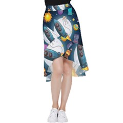 Spaceship Astronaut Space Frill Hi Low Chiffon Skirt by Hannah976