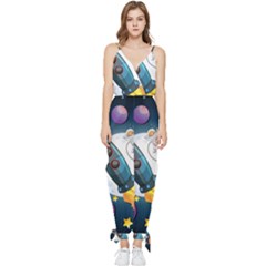 Spaceship Astronaut Space Sleeveless Tie Ankle Chiffon Jumpsuit by Hannah976