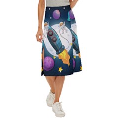 Spaceship Astronaut Space Midi Panel Skirt by Hannah976