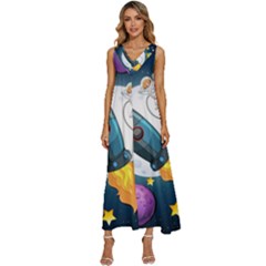 Spaceship Astronaut Space V-neck Sleeveless Loose Fit Overalls by Hannah976