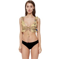 Egypt Horizontal Illustration Low Cut Ruffle Edge Bikini Top by Hannah976