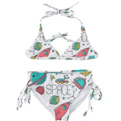 Space Cosmos Seamless Pattern Seamless Pattern Doodle Style Kids  Classic Bikini Set by Hannah976