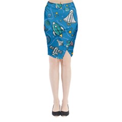 About Space Seamless Pattern Midi Wrap Pencil Skirt by Hannah976