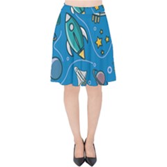 About Space Seamless Pattern Velvet High Waist Skirt by Hannah976