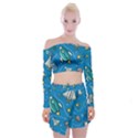 About Space Seamless Pattern Off Shoulder Top with Mini Skirt Set View1