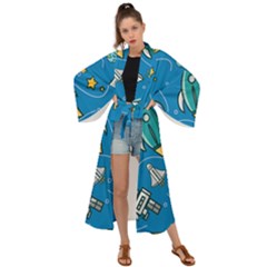 About Space Seamless Pattern Maxi Kimono by Hannah976