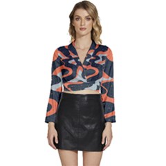 Dessert And Mily Way  pattern  Long Sleeve Tie Back Satin Wrap Top by coffeus