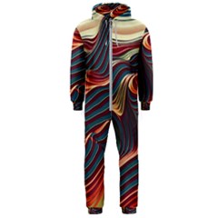 Dessert Storm Wave  pattern  Hooded Jumpsuit (men) by coffeus