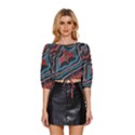 Dessert land  Pattern  all over print design Mid Sleeve Drawstring Hem Top View1