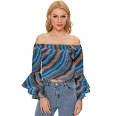 Dessert Waves  pattern  All Over Print Design Off Shoulder Flutter Bell Sleeve Top by coffeus