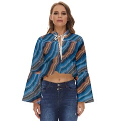 Dessert Waves  pattern  All Over Print Design Boho Long Bell Sleeve Top by coffeus