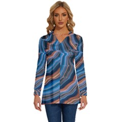 Dessert Waves  pattern  All Over Print Design Long Sleeve Drawstring Hooded Top by coffeus