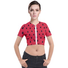Seamless Watermelon Surface Texture Short Sleeve Cropped Jacket by Hannah976