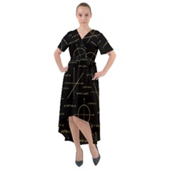 Abstract Math Pattern Front Wrap High Low Dress by Hannah976