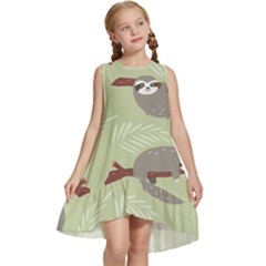 Sloths Pattern Design Kids  Frill Swing Dress by Hannah976