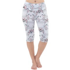 Cat With Bow Pattern Lightweight Velour Cropped Yoga Leggings by Hannah976
