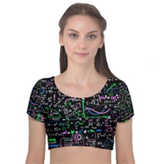 Math Linear Mathematics Education Circle Background Velvet Short Sleeve Crop Top  by Hannah976