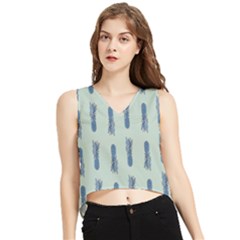 Blue King Pineapple  V-neck Cropped Tank Top by ConteMonfrey