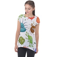 Dangerous Streptococcus Lactobacillus Staphylococcus Others Microbes Cartoon Style Vector Seamless P Cap Sleeve High Low Top by Ravend