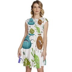 Dangerous Streptococcus Lactobacillus Staphylococcus Others Microbes Cartoon Style Vector Seamless P Cap Sleeve High Waist Dress by Ravend