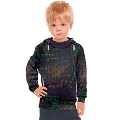 Mathematical Colorful Formulas Drawn By Hand Black Chalkboard Kids  Hooded Pullover by Ravend