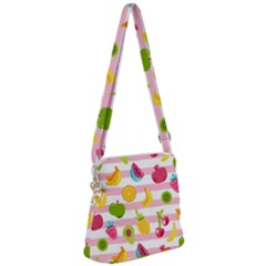 Tropical Fruits Berries Seamless Pattern Zipper Messenger Bag by Ravend